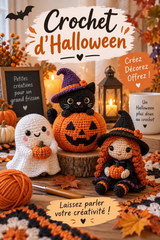 Crochets d'Halloween colorés suspendus dans un décor festif