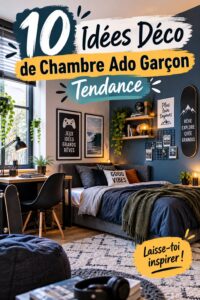 Chambre d'adolescent moderne avec décoration tendance pour garçon
