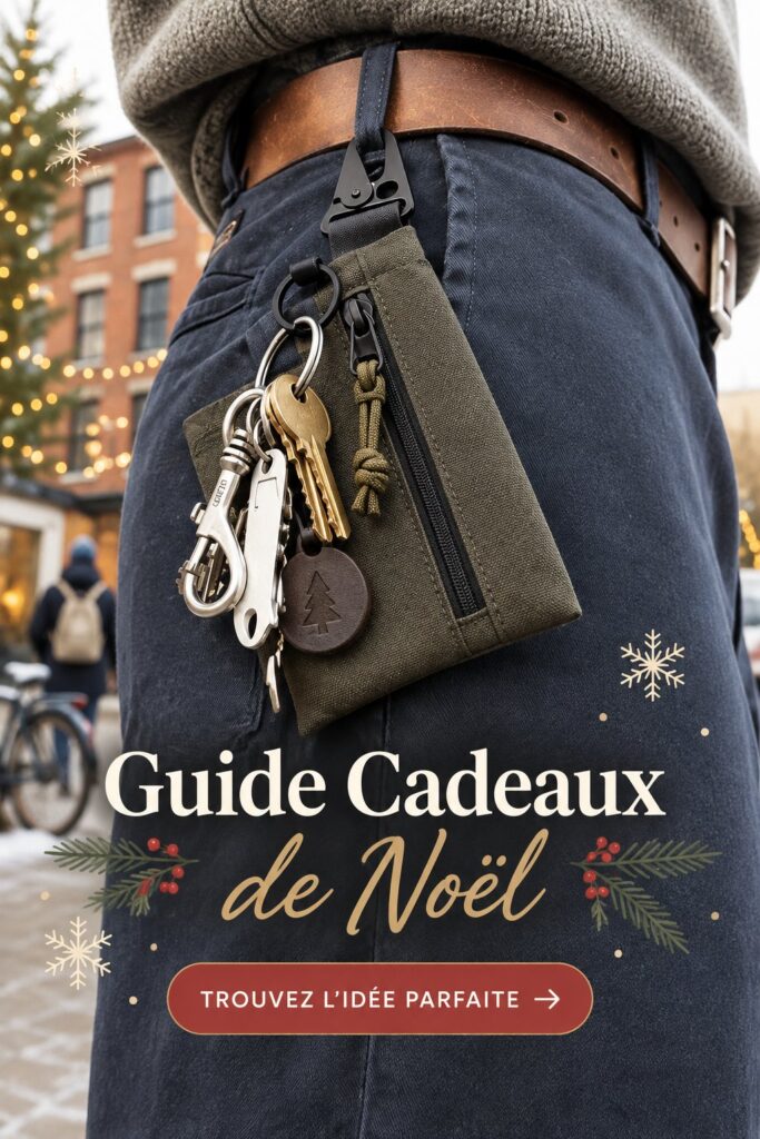 Une sélection de cadeaux de Noël prêts à être offerts, avec un décor festif en arrière-plan.