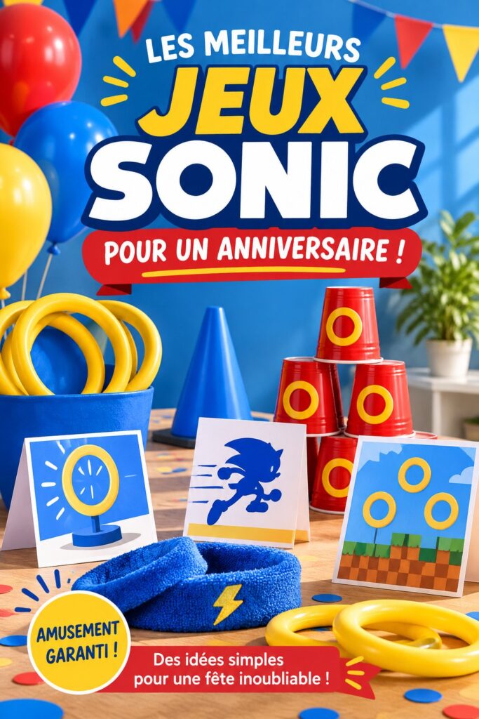 Un anniversaire décoré sur le thème de Sonic avec des jeux amusants.