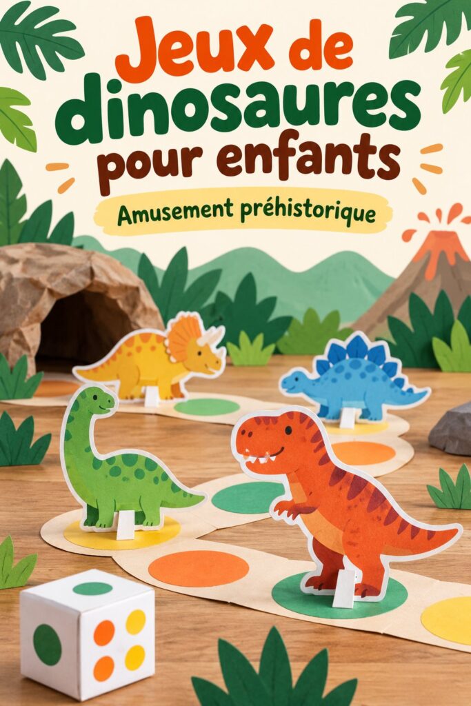Enfants jouant à des jeux de dinosaures, découvrant l'univers préhistorique