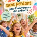 Un groupe d'enfants s'amusant autour d'un jeu d'anniversaire sans perdants.