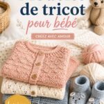 Un adorable ensemble tricoté pour bébé avec un bonnet et des chaussons.