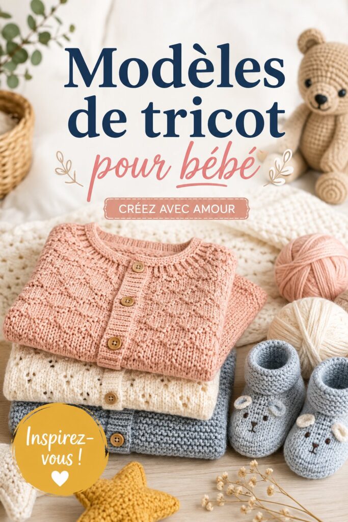 Un adorable ensemble tricoté pour bébé avec un bonnet et des chaussons.