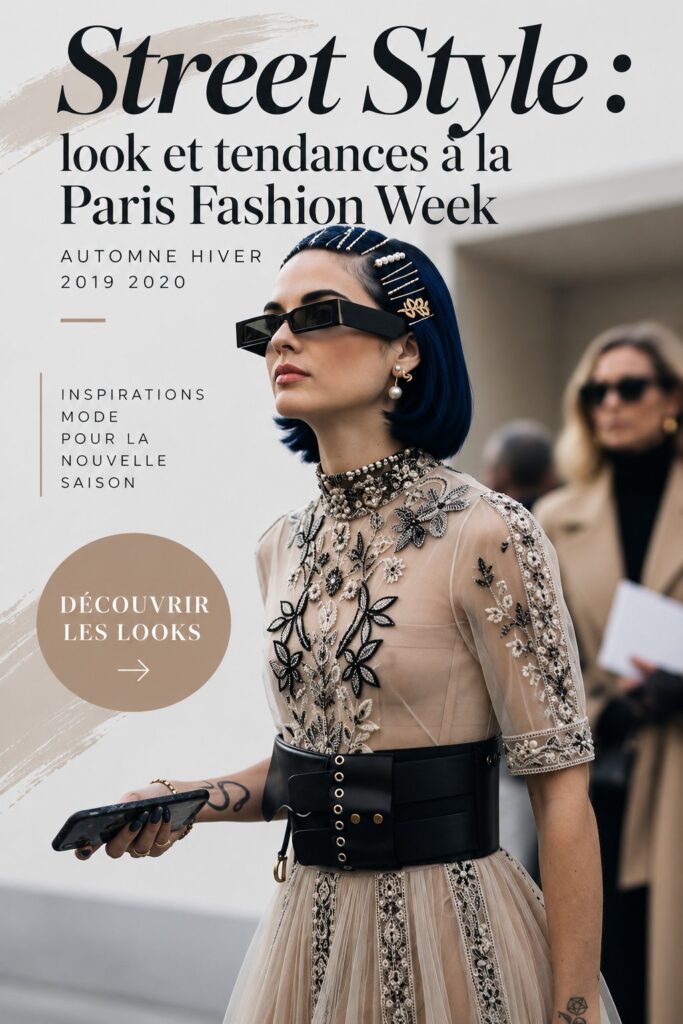 Modèle de street style à la Paris Fashion Week, mettant en avant les tendances automne-hiver