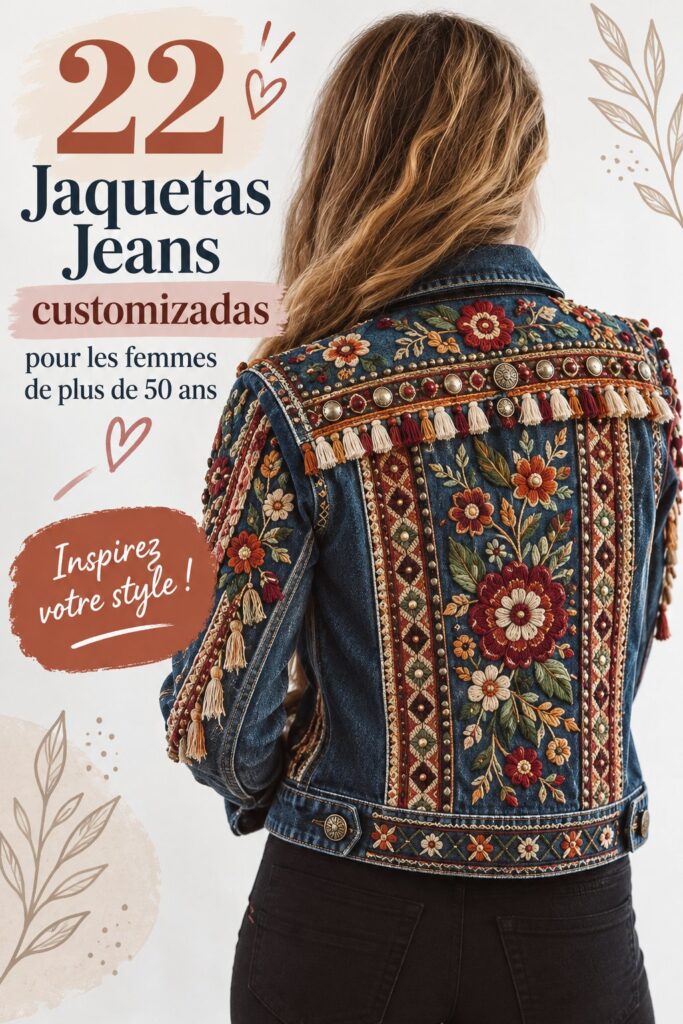 Veste en jean personnalisée avec broderies colorées pour un style unique
