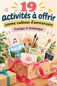 Une table décorée pour une fête d'anniversaire avec des souvenirs créatifs et des activités en cours.