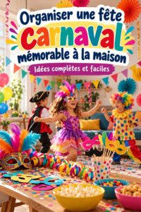 Fête d'anniversaire sur le thème du carnaval avec des décorations colorées et des jeux