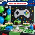 Fête d'anniversaire sur le thème de Mario avec décorations colorées et ballons