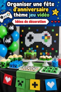 Fête d'anniversaire sur le thème de Mario avec décorations colorées et ballons