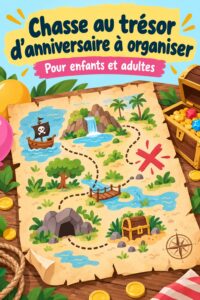 Chasse au trésor d'anniversaire avec enfants dans un jardin