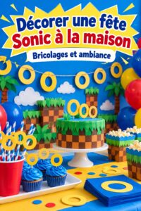 Une décoration colorée sur le thème de Sonic pour une fête d'anniversaire