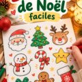 Collection de dessins de Noël simples réalisés à la main, mettant en avant la magie des fêtes.