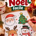 Une collection de dessins de Noël simples montrant des scènes festives et créatives