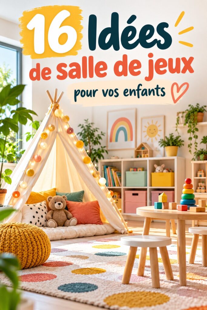 Salle de jeux colorée avec des jouets et des meubles adaptés aux enfants