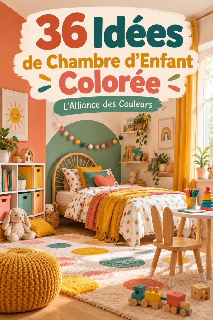 Chambre d'enfant colorée avec des murs peints et des décorations ludiques