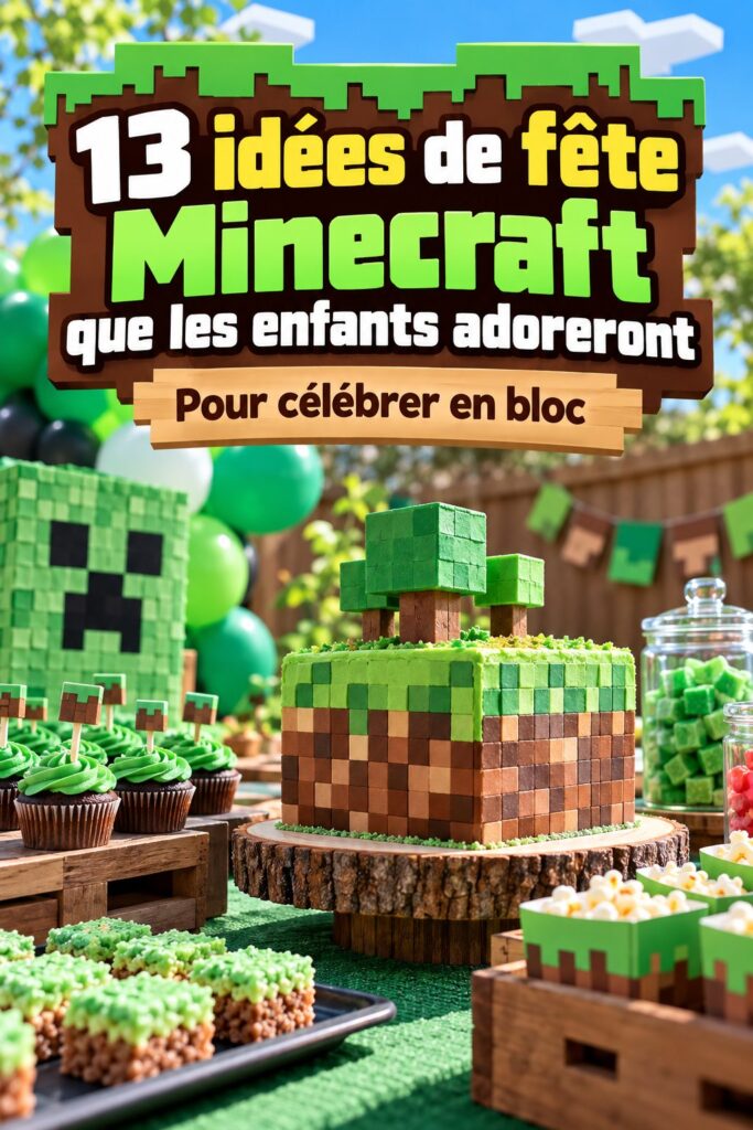 Décorations colorées pour une fête Minecraft inspirante
