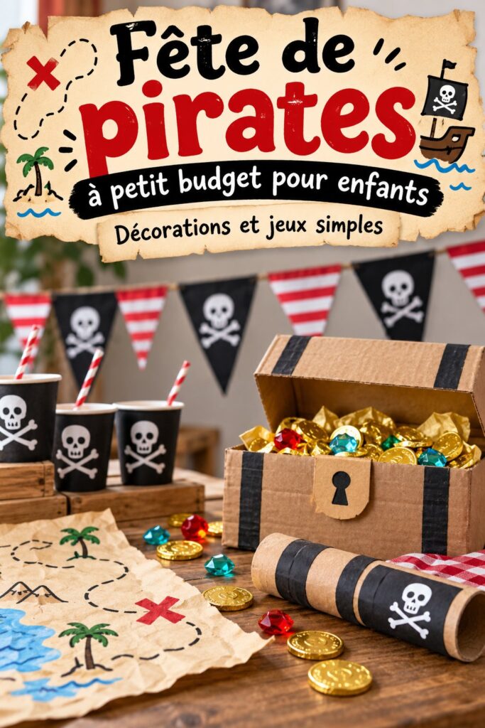 Une fête pirate élégamment décorée avec des éléments créatifs.