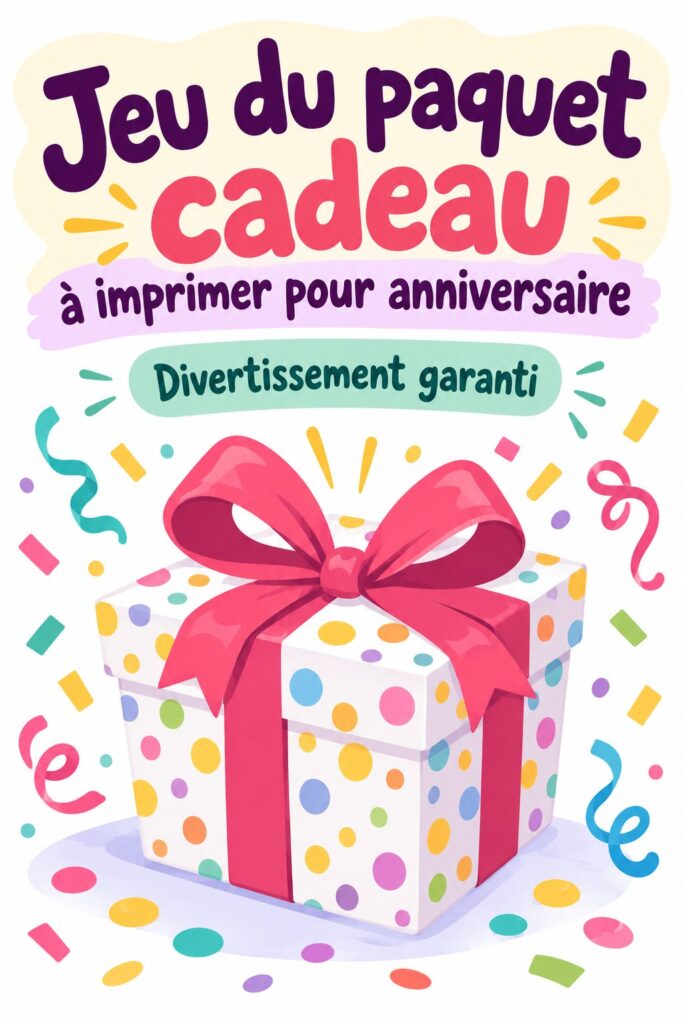 Jeu de passez le prix pour anniversaire, rassemblant des amis autour d'une table.