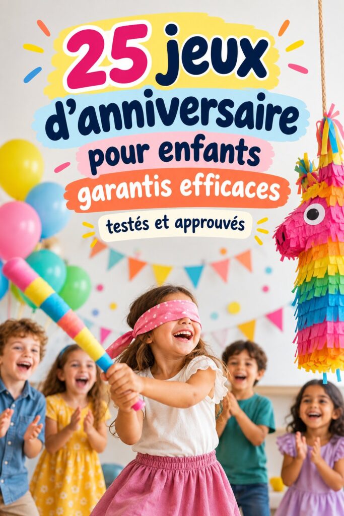 Enfants jouant à des jeux de fête amusants lors d'un anniversaire