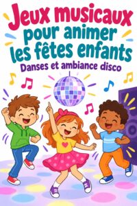 Enfants s'amusant en jouant à des jeux musicaux lors d'une fête d'anniversaire.