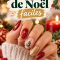 Des mains avec des ongles décorés de motifs de Noël faciles