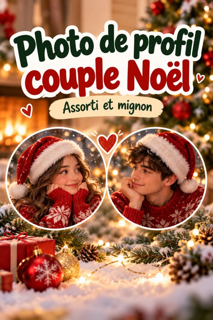 Couple en tenue assortie célébrant Noël