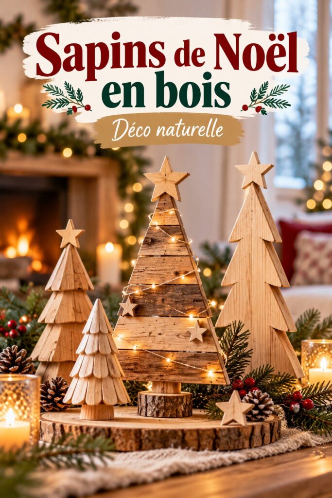 Un sapin de Noël en bois aménagé dans un intérieur chaleureux